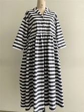 画像をギャラリービューアに読み込む, Gauze# スイッチングギャザーボーダーシャツワンピース G566/shfy