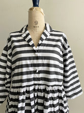 画像をギャラリービューアに読み込む, Gauze# スイッチングギャザーボーダーシャツワンピース G566/shfy