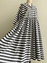 画像をギャラリービューアに読み込む, Gauze# スイッチングギャザーボーダーシャツワンピース G566/shfy