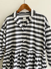 画像をギャラリービューアに読み込む, Gauze# スイッチングギャザーボーダーシャツワンピース G566/shfy