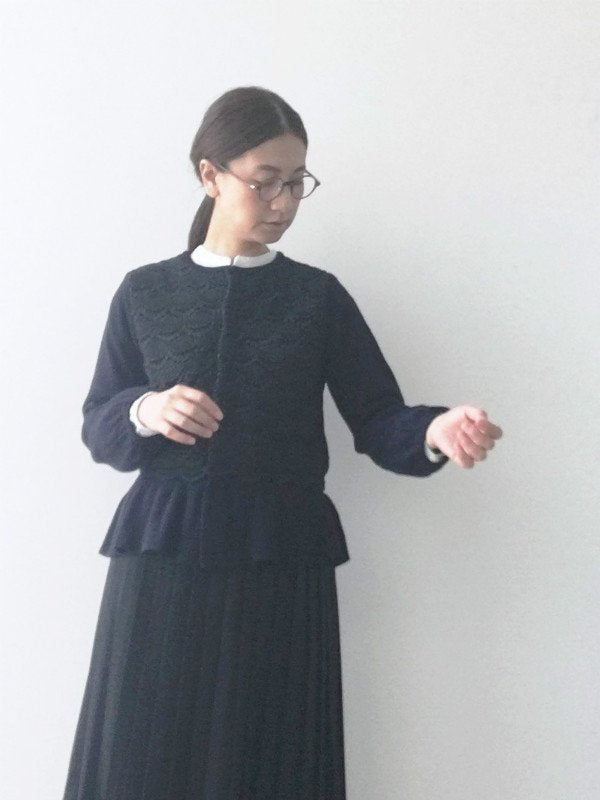 Anne number of OMEKASHI lace knit cardigan NIMES NFK8711032/shfy